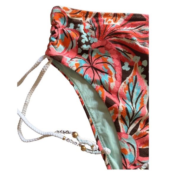 Aerie Buzzed Terry Ruched High Cut Cheeky Bikini Bottom size SMALL NWT - Picture 3 of 8